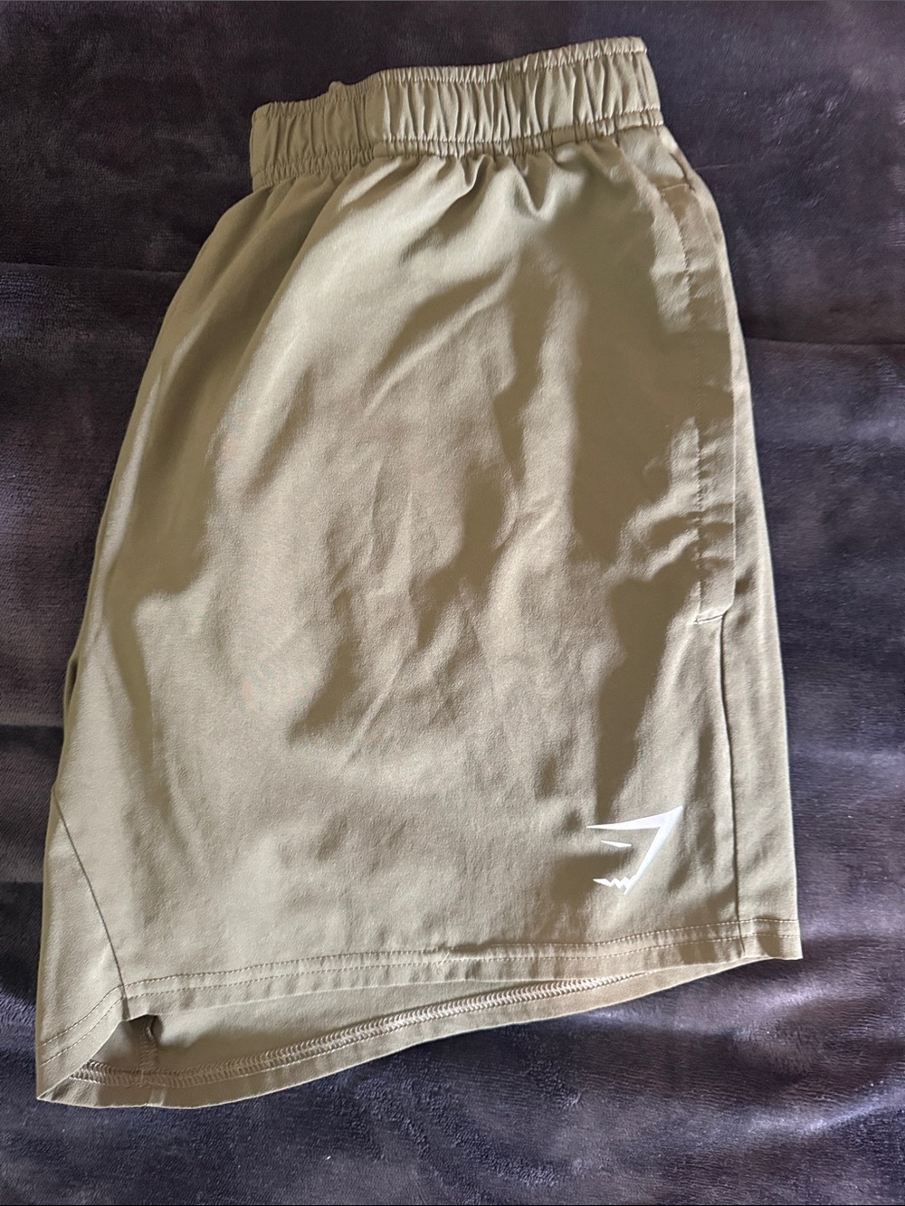 Gymshark Athletic Olive Green Gym Shorts with White Logo